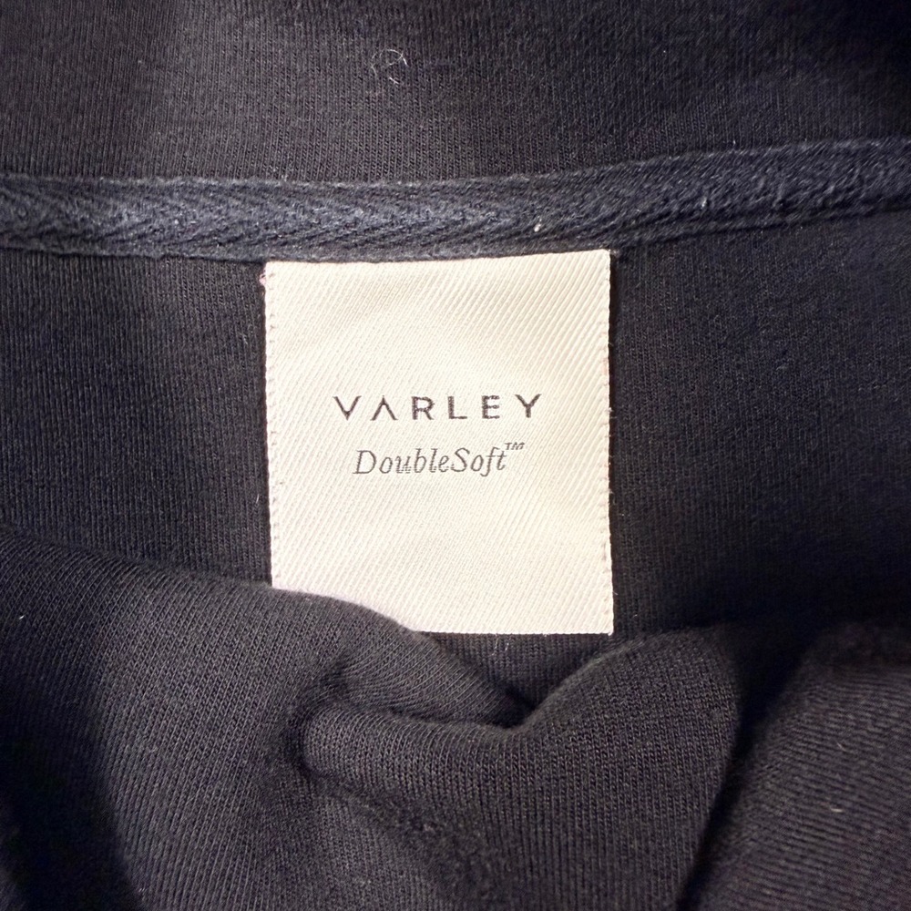 Varley DoubleSoft Black V-Neck Sweatshirt Drawstring Hem Medium - Picture 2 of 8